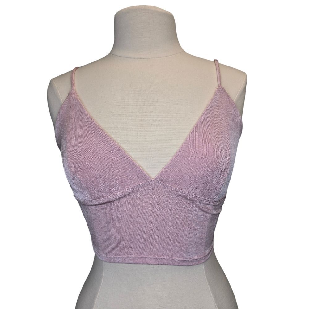 NWT Love Tree Women's Light Pink V-Neck Crop Top L
